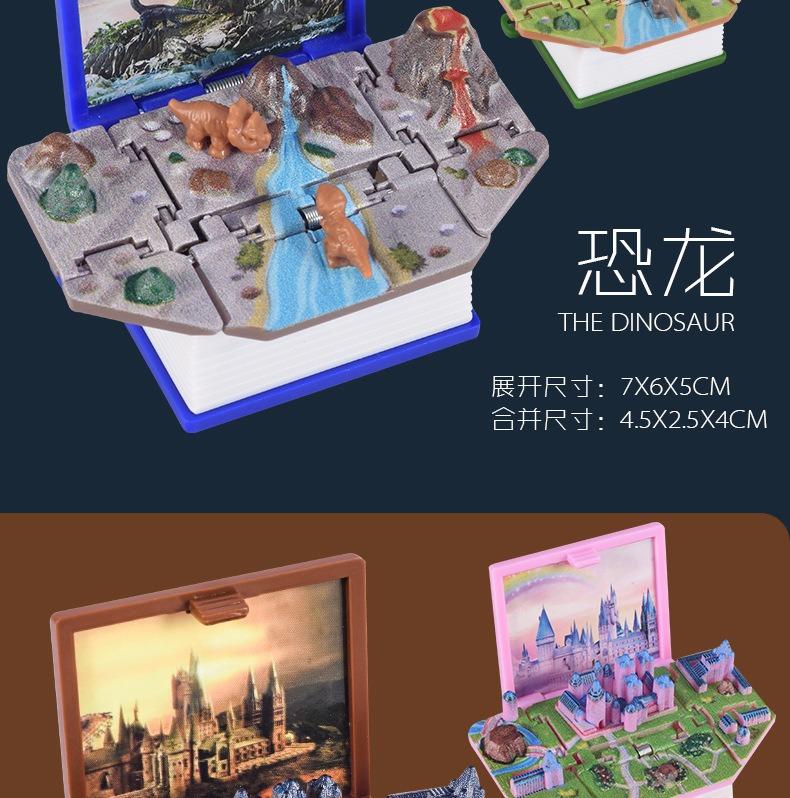 3D Foldable Pop-Up Book – Dinosaur World & Astronaut Space Theme, Mini Keychain Stress Relief Toy