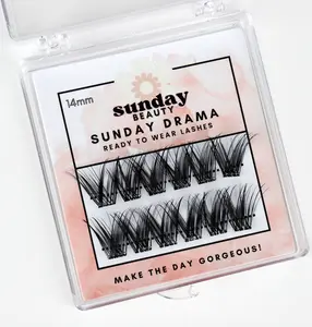 Sunday Beauty️ Ready to Wear Lashes - Sunday Drama: Eyelash extensions with built-in adhesive. No Bond, no coat needed