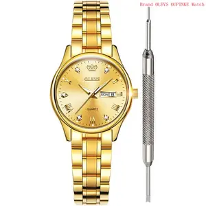 Brand OLEVS Classic Watches for Women Analog Quartz Watch Stainless Steel Rugged Waterproof Watches Roman Numeral Unique Calendar Date Business Wrist Watch