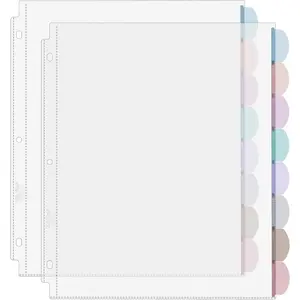 - Clear Sheet Protectors with Tabs, 8.5x11 Inches, 8 Tabs, 2 Sets, Durable Clear Plastic Dividers for 3 Ring Binders, Insertable Index Page Divider with Multicolor Tabs
