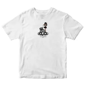 Oversized Heavyweight Solace White Dawg Tee - The Underground Graphic Design T-Shirt for Apparel Enthusiasts