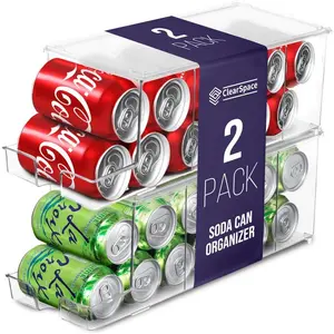 Soda Can Organizer & Soda Can Dispenser for Refrigerator - Fridge Organizer & Stackable Drink Organizer for Fridge, Can Organizer for Refrigerator - Holds 12 Cans Each, BPA Free - 2 Pack