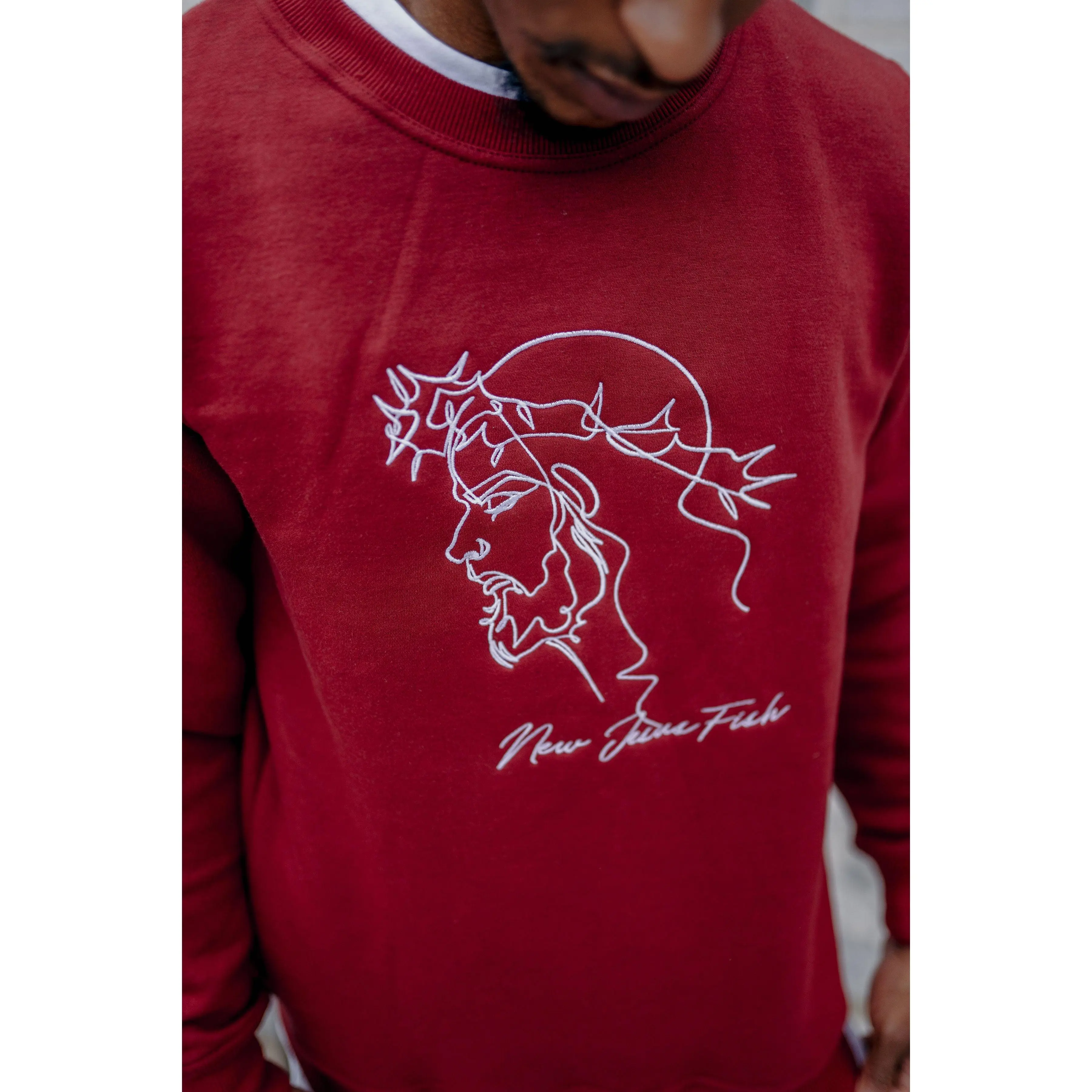 J-FACE BURGUNDY CREW & JOGGERS SET