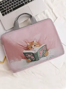 Cat Pattern Printed Notebook Bag, Soft Laptop Sleeve, Laptop Cover, Tablet Case, Zipper Storage Pouch, Casual Style, All Seasons Use