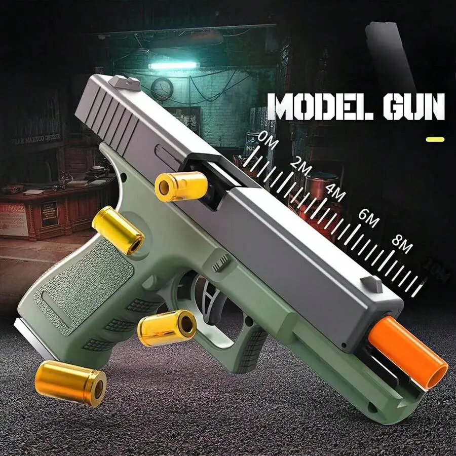 Soft Bullet Gun Toy Gun With Ejection And Rebound, Educational Toy Model For   And , For Outdoor Shooting Games, Khaki/Black, Youngsters Play Pistol