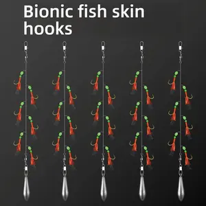 Lure String Hooks Combination Fishing Bait Treble Hook Set  Saltwater Freshwater Lure String Hook Assembly Bass Fishing Tackle  Bass Trout Lure String Bait Hooks Set High Strength Fishing Tackle