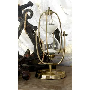 Armillary Metal Hourglass Sand Hourglass Timer with Rotating Stand