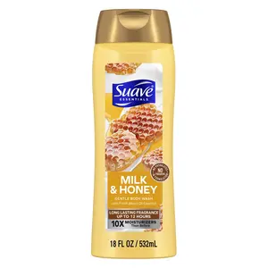 Suave Essentials Milk & Honey Gentle Body Wash 18 Oz, Moisturizing Cleanser with Vanilla Bean & Honey Extracts, Paraben-Free, Silky Smooth Skin Repair