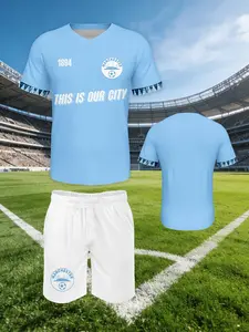 Man City Kids Soccer Kit The Sky Blues Kids Soccer Uniform Soft, comfortable, and breathable Ideal for soccer matches and training Quick-dry soccer outfit The perfect gift for family