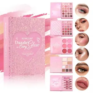 Beautiful Makeup Magic Book, 5-Page Multicolor Shimmer Matte Eyeshadow, Complete Set with Lip Gloss, Blush, Highlighter, Contour, Glitter Makeup Kit, Ideal Gift