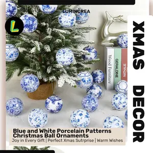 Chinese Blue and White Porcelain Pattern Christmas Decoration Blue and White Porcelain Pattern Pendant Window Scene Arrangement Christmas Crafts Ideas Gifts Lists Tree Decoration Room Decor
