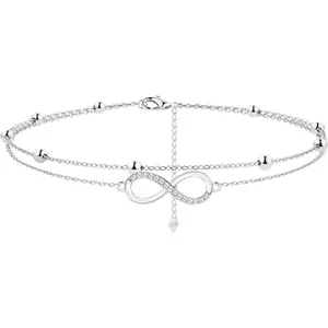 Milacolato Anklet for Women  Ankle Bracelet Layered Bead Dot Star Heart Infinity Ankle Bracelets Durable Cuban/Figaro/Herringbone Link Chain Ajustable Foot Ankle Bracelet Beach Jewelry