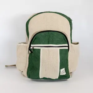 NatureSack Green Hemp Backpack with Laptop Pocket, Sustainable Eco-Friendly Material