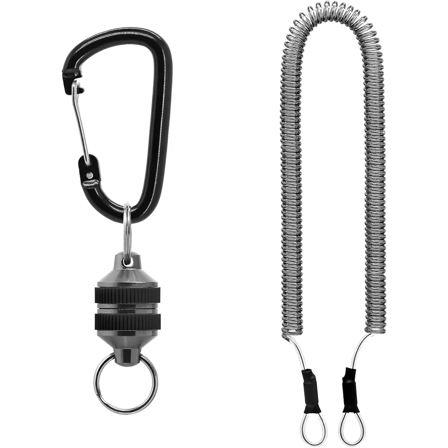 Fishing   Net Release  Clip Holder Retractor with Coiled Lanyard