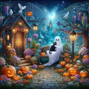Halloween Themed Night Scenes DIY Diamond Arts Colorful Painting Kit Without Frame, 5D Diamond Arts Colorful Painting Kit, DIY Wall Art Decor for Home