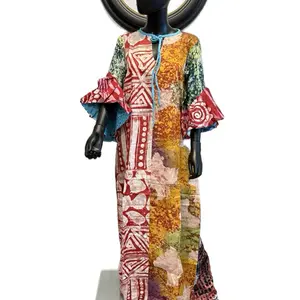 Adire Ruffles Mix Match Dress Perfect for Everyday Errands Chic Stylish and Comfortable with Colorful Patterns