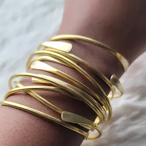 Beaditwearitloveit Adult Brass Bangles, Adjustable Stacking Cuff Bracelets, Female Anniversary Birthday Gifts  [Made-to-Order]
