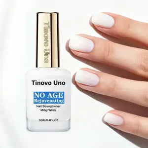 Tinovo Uno Transparent Milky Natural Nail Strengthener 12ml, Dries Naturally, Protects Nails, Strengthens Nail Surface Shine, Brightens Nails, Creates Natural Glossy Nails, Nail Strengthening Treatment, Glossy Top Coat, Nail Care Solution