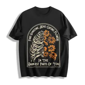 Find Someone Who Grows Flowers Rib Sunflowers Pattern Printing Street Style Washed T-shirt 230g Orca BBB Brand Is Suitable for Leisure, Outdoor Street, Party, Holidays, Gifts and Other Scenes.