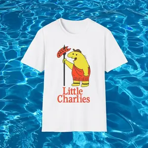 Little Charlie's Funny Meme Shirt, Smiling Pizza Parody T-Shirt, Friends Joke Tee, Caesars White Elephant Gift Shirt, Adult Cartoon Graphic Tee, Y2K Meme Shirt, Funny Party Gift, Fast Shipping USA