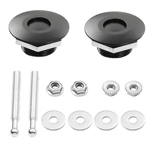 STETION Quick Release Latch License Plate Lock Clip 1.25" Diameter  Alloy  Hood Pins Lock Clip Kit for Bumper Hood License Plate (2 Pack - Black)