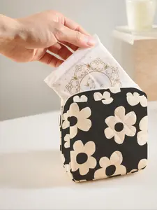 Floral Pattern Sanitary Napkin Storage Bag, Portable Travel Cosmetics Storage Box, Lightweight Tissue Bag for Women's Products, Home Goods, Bathroom Accessory