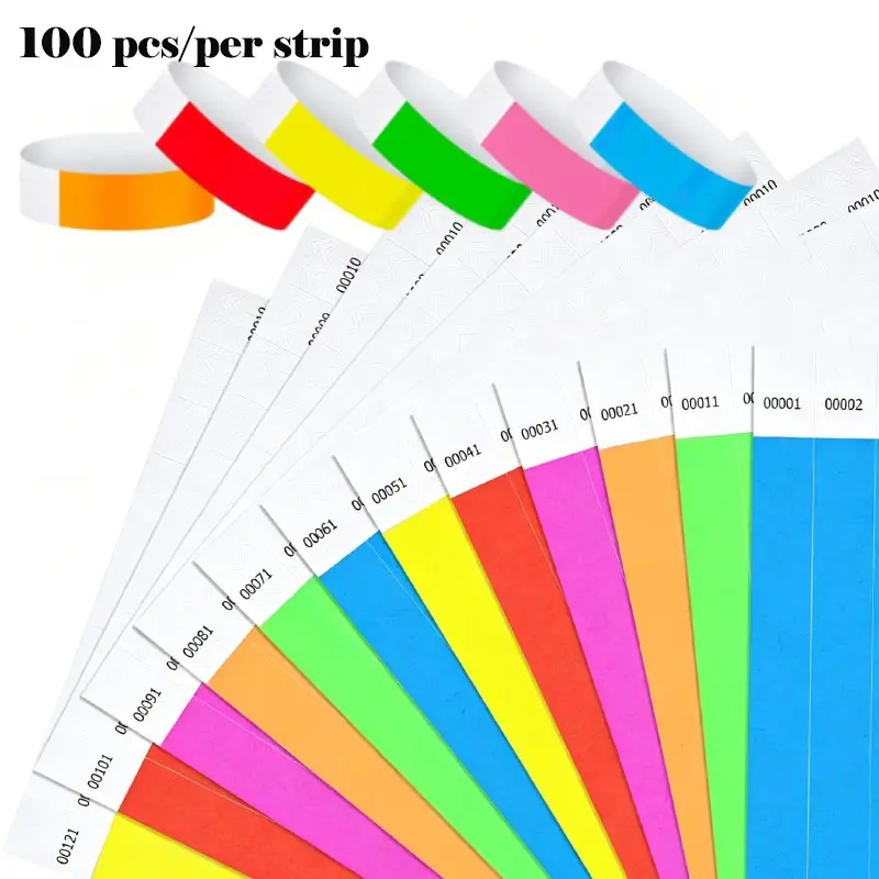 100pcs Fluorescent Wristbands, Neon Glow Bracelets for Party, Music Festival, Rave & Events, Elastic Colored Armbands for Ticket Admission