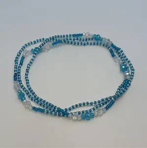 Handmade Beadwork Orisha Yemaya Asesu Eleke Necklace, Santeria Yoruba Costume Jewelry Accessory, Handmade Beadwork Necklaces