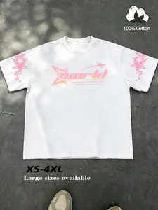 Unisex design, street style, summer American retro-avant-garde black loose-fitting short-sleeved T-shirt, high-quality cotton hoodie with the ‘Xworld’ logo and star pattern. Suitable for streetwear, Y2K, campus, hip-hop, fashion, trends, and everyday wear