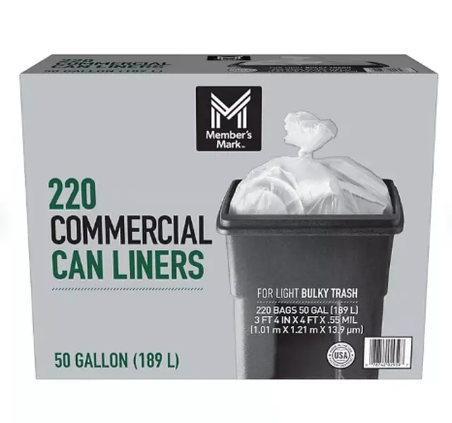 Member's Mark 50-Gallon Commercial Can Liners, 220 ct. Lightweight