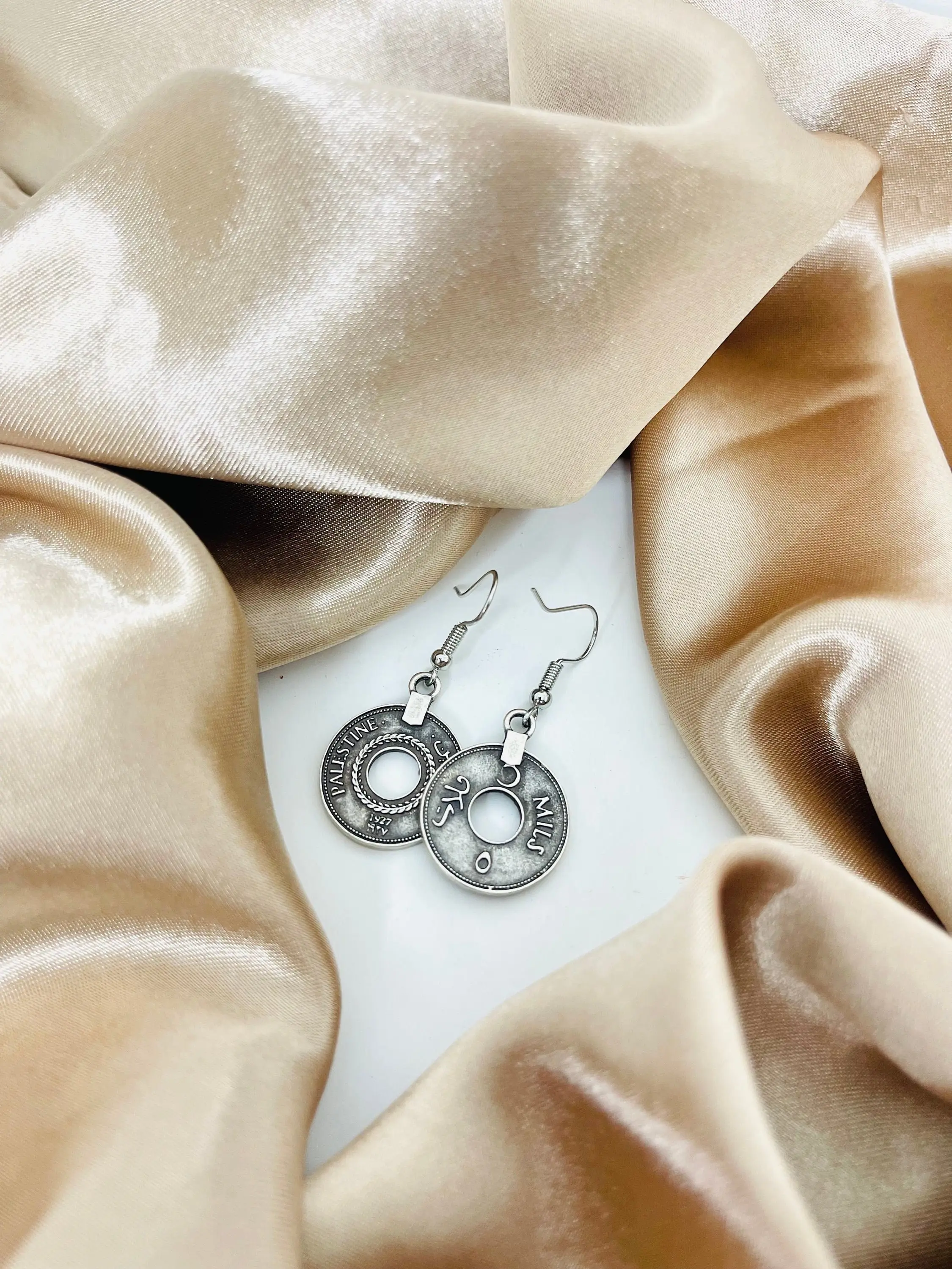 Palestinian Mil Antique Earrings-Palestinian Coin-Palestinian Mil-Antique Coin | حلق المل الفلسطيني انتيك