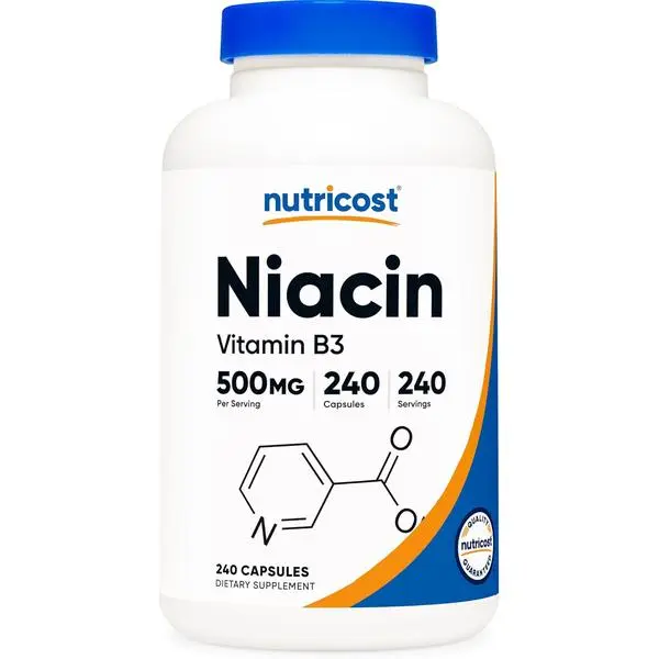 Nutricost Niacin (Vitamin B3) 500mg, 240 Capsules - with Flushing, Non-GMO, Gluten Free