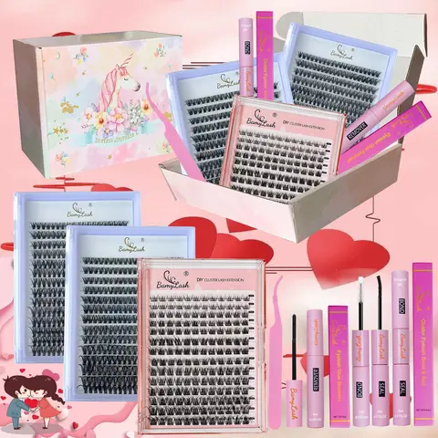 Natural Look Diy Eyelash Extensions Kit with Eyelash Tools, 3 Boxes Mixed Length Individual False Synthetic Eyelashes with Glue & Glue Remover & Tweezers, Eye Makeup Enhancement Tool, Cosmetic, Diy Eyelash Set
