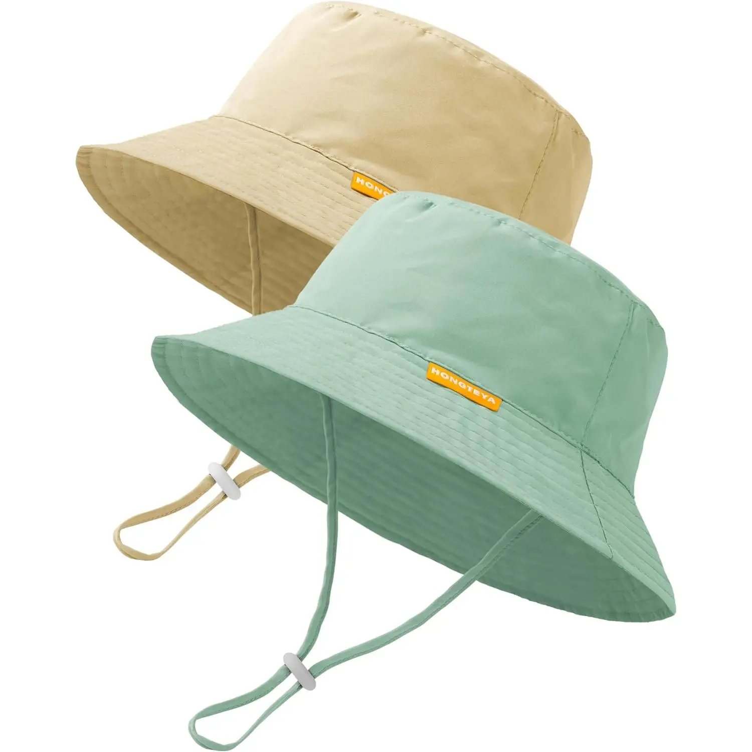 BHC64 2-Pack Baby Sun Hat Kids Summer UPF 50+ Sun Protective Toddler Bucket Hat Wide Brim Adjustable Beach Hats for Boys Girls Age 0-6 Years