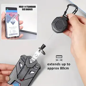 Heavy-Duty Retractable Badge Scroll, Tactical ID Card Holder, Vertical Work Permit Holder, Outdoor & Office Use, Key Chain Included, Retractable Badge Reel, Retractable Badge Holders