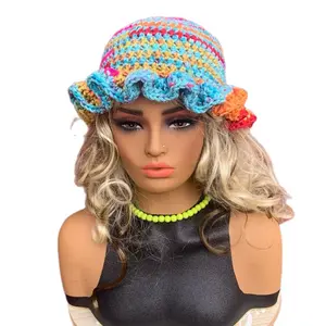 Kaleido Crochet Ruffle Hat - Adult Unisex Size, Made to Order, 2 Day Turnaround, Colorful Crochet Design with Ruffled Trim