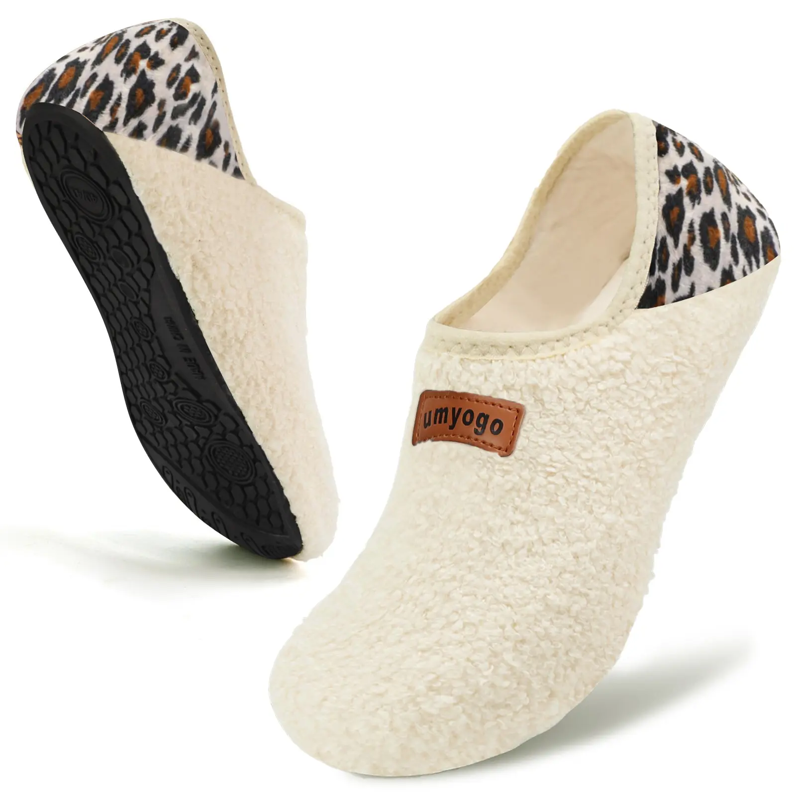 Umyogo Cute Unisex Faux Fur House Slippers - Non Slip, Soft Rubber Sole, Cozy Closed-Back, Lightweight Breathable Cotton Cushioned, Slide Slip Resistant Soft Fuzzy Fluffy Fur Women's Fashion Footwear, Home Slippers, Chic