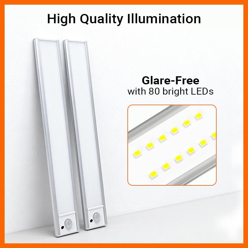 Under Cabinet Lighting, 11.81in Motion Sensor Light Indoor Rechargeable, Closet Lights Battery Operated for Kitchen Cabinets, Shelves, Walls (