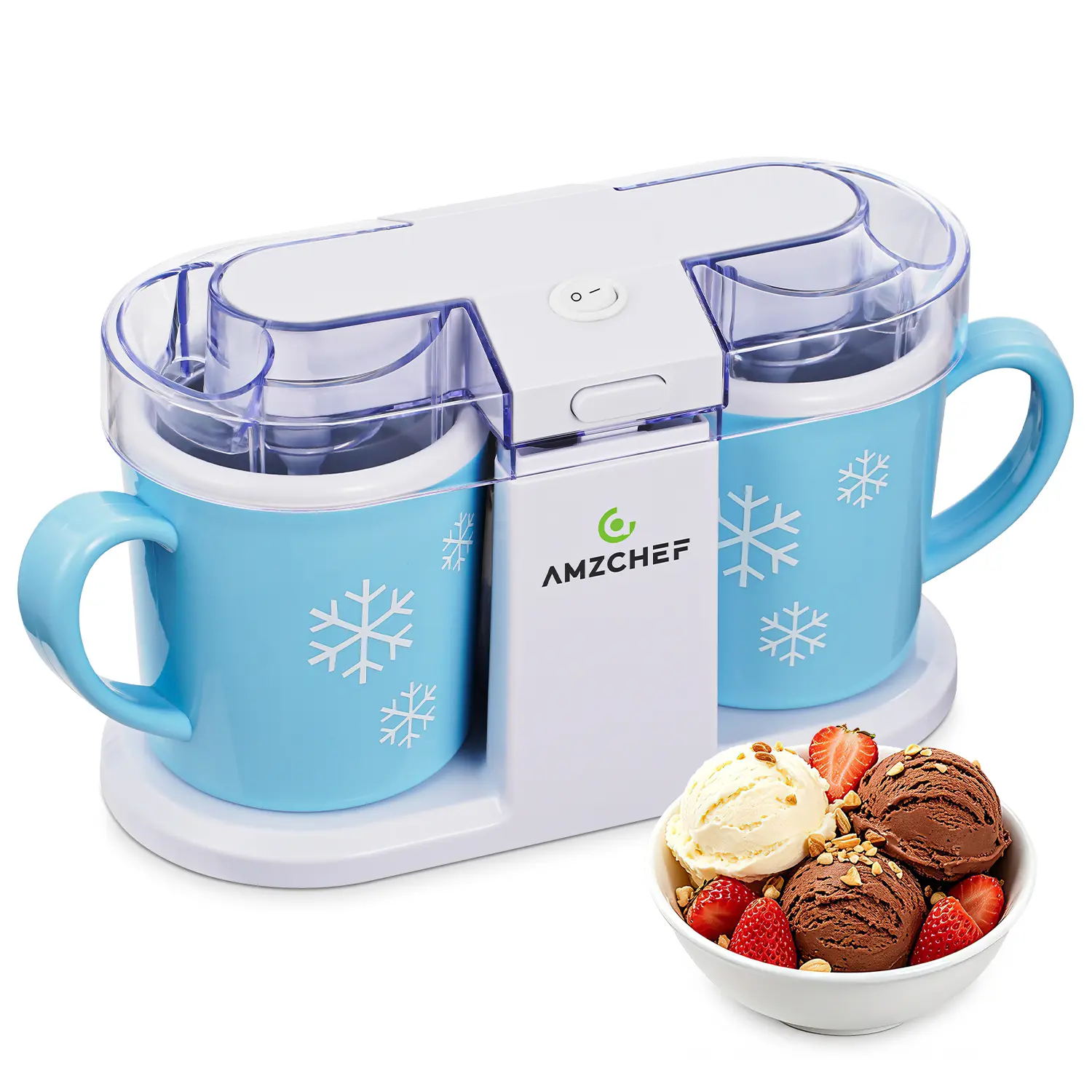 AMZCHEF Dual Cup Ice Cream Maker, 2 x 0.5L Electric Frozen Yogurt & Sorbet Machine for Home sohochic