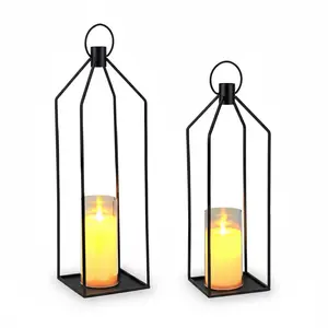 🕯️✨ Pick Your Color: 19" + 22" Remote Candle Lantern Set – French Gold or Matte Black, Flameless Flicker! Link in bio!