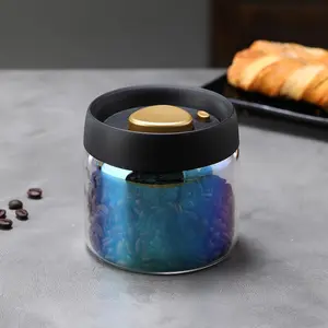 Colorful 500ml Airtight Vacuum Coffee Storage Containers Manual Vacuum Extraction Sealed Tank with Lids for Food Coffee Beans Storage