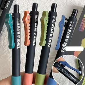 Set of 4 Creative Crocodile Clips with Fashion Gel Pens, 0.5mm Quick-Dry Ink Retractable Pens, Perfect for Students