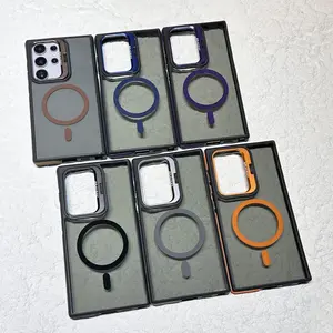 Samsung Shockproof Case with Lens Stand for  Samsung Case S23 S24 S25 FE PLUS Ultra - Orange & Black Design, Accessories, Smartphone