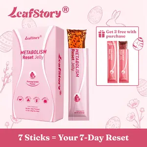 LeafStory Metabolism Reset Jelly (7 Sticks): Pomegranate Flavor, Support Metabolism & Energy, Support Digestion & Gut Health, Sugar-Free, Skin Elasticity, Hair & Nails, Gluten-Free, Non-GMO, Gelatin-Free-F