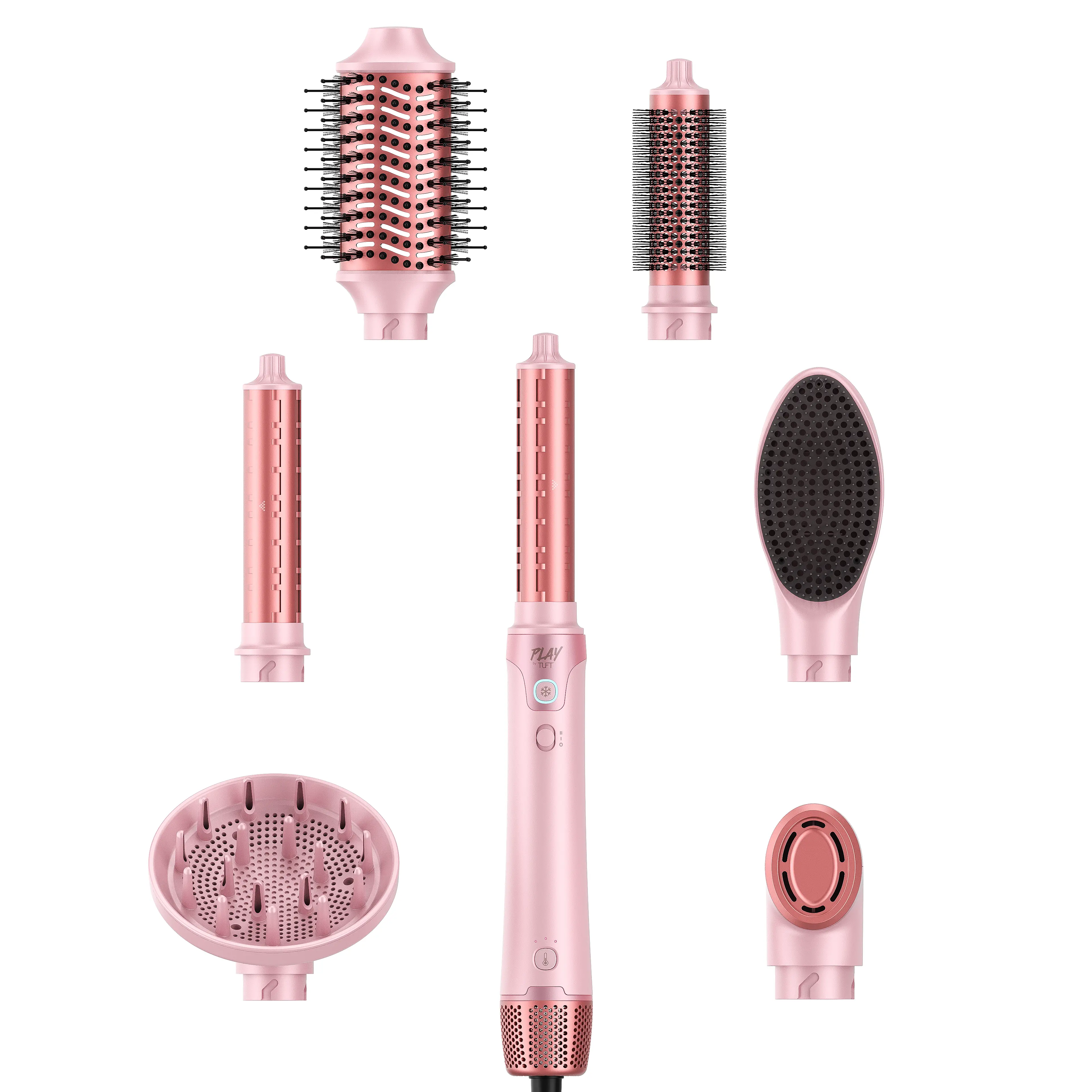 【Early Bird Deal】PLAY BY TUFT 7-in-1 Ionic Hot Air Styler, Auto Air Wrap High-Speed Dryer Curler, Volumizing Wavy Comb, Thermal Brush Blowout Tool, Multifunctional Styling Curler, Smooth Results No Heat Damage, Perfect Present for Women Friend Family Gift