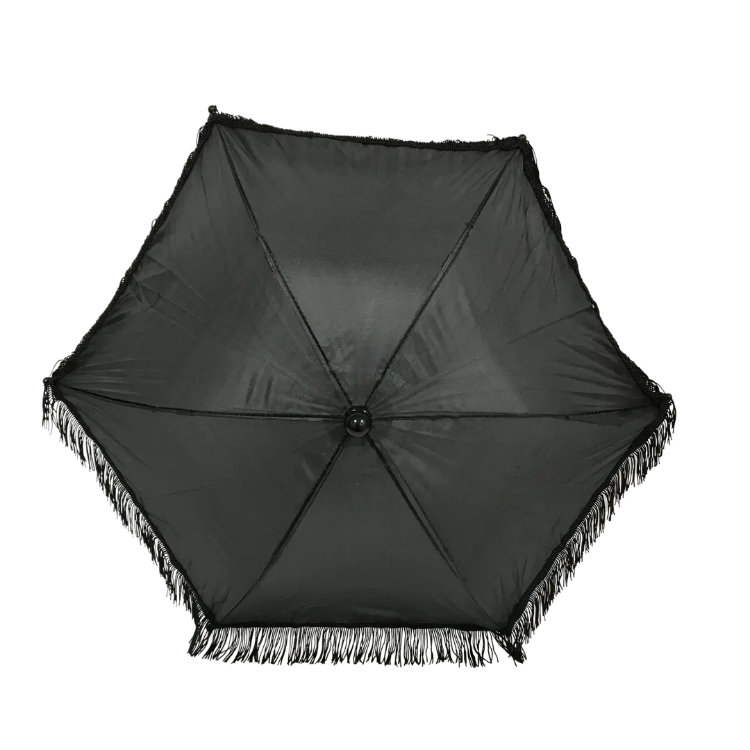 Black Umbrella with Fringe 14.5" (Each) Black Umbrella with Fringe 14.5" (Each)