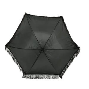Black Umbrella with Fringe 14.5" (Each)