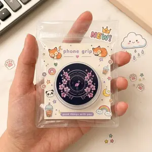 Cherry Blossom Flamingo Phone Grip Dark Aesthetic PopSocket Black Floral Cute Botanical Stand Holder Y2K Gift Her