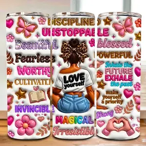 Positive Messages 3D 20 oz Tumbler - BPA Free, stainless steel, Leak proof, durable, with clear lid