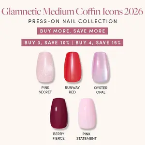 Glamnetic Medium Coffin Icons 2026 Press-On Nail Collection